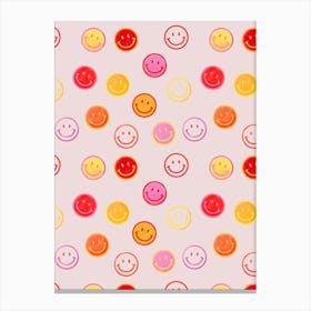 Smiley Faces In Pink And Yellow Canvas Print