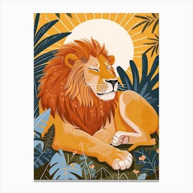 African Lion Resting In The Sun Illustration 3 Canvas Print
