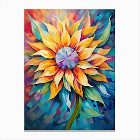 Sunflower, Abstract Vibrant Colorful Painting in Van Gogh Style Canvas Print