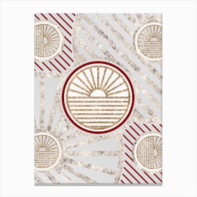 Geometric Abstract Glyph in Festive Gold Silver and Red n.0072 Canvas Print