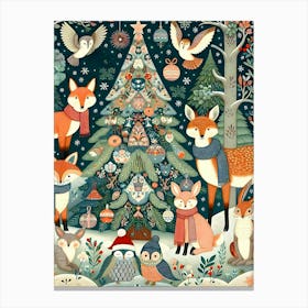 Woodland Animals Christmas Gathering 1 AI Canvas Print