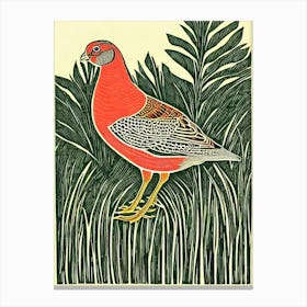 Partridge Linocut Bird Canvas Print
