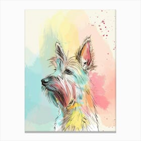 Colourful Berger Picard Dog Abstract Line Illustration 2 Canvas Print