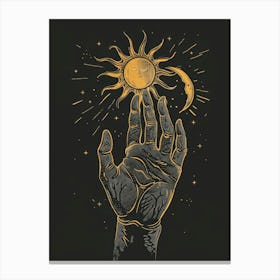 Hand Holding The Sun Canvas Print