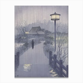 Avondregen bij de Shinobazu vijver Canvas Print