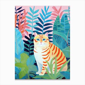 Cute Cat In The Jungle, Matisse Inspired Canvas Print