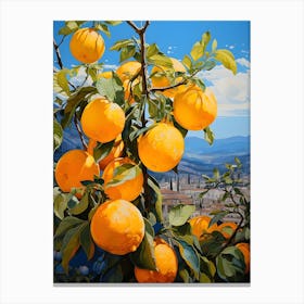 Valencia Oranges On The Tree Canvas Print