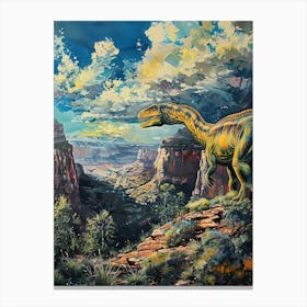 Dinosaur In The Canyon Painting 2 Canvas Print