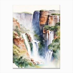 Blyde River Canyon Waterfalls, South Africa Water Colour  (1) Canvas Print