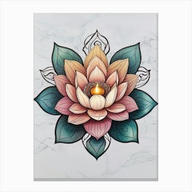 Vintage Lotus Flower Mandala Inspired Canvas Print