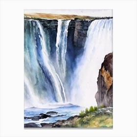 Dettifoss, Iceland Water Colour  (2) Canvas Print