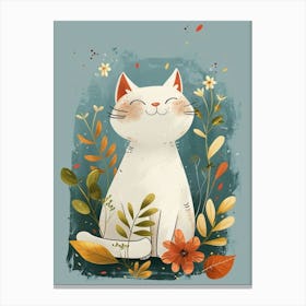 Cat In Autumn Leaves Canvas Print