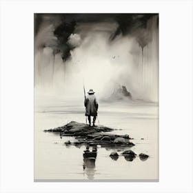 Old Man By Lake Canvas Print