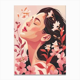 Portrait Of A Woman With Flowers 1 Canvas Print