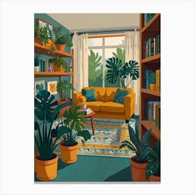 Living Room With Plants Canvas Print