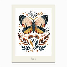 Colourful Insect Illustration Moth 39 Poster Canvas Print