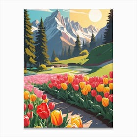 Tulips In The Mountains 1 Canvas Print