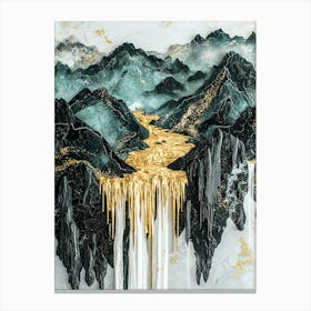 Hindu Kush's Golden Peaks - Flowing Abstraction Canvas Print