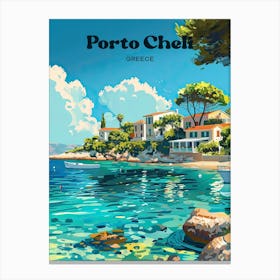 Porto Cheli Greece Summer Travel Illustration Canvas Print