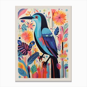 Colourful Scandi Bird Cormorant 1 Canvas Print