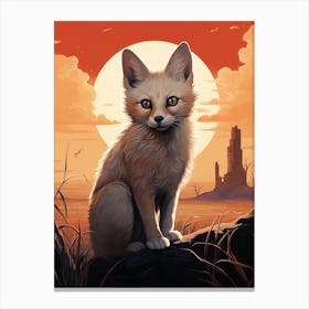 Kit Fox Moon Illustration 1 Canvas Print