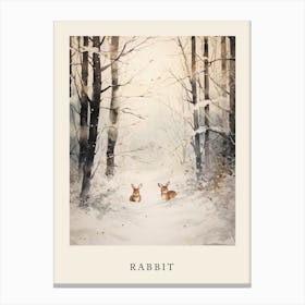 Winter Watercolour Rabbit 1 Poster Canvas Print