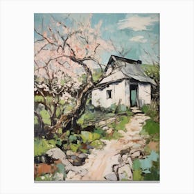 Small Cottage Countryside Farmhouse Painting With Trees 1 Canvas Print