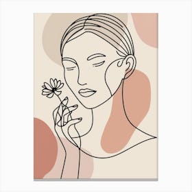 Woman Holding A Flower Canvas Print