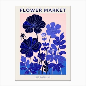 Blue Flower Market Poster Geranium 3 Canvas Print