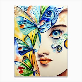 Watercolor Of A Woman'S Face Canvas Print