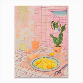 Pink Breakfast Food Scrambled Eggs 3 Canvas Print