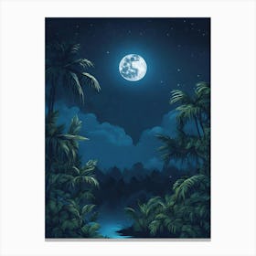 Full Moon In The Jungle 1 Canvas Print