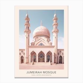 The Jumeirah Mosque Dubai United Arab Emirates Travel Poster Canvas Print