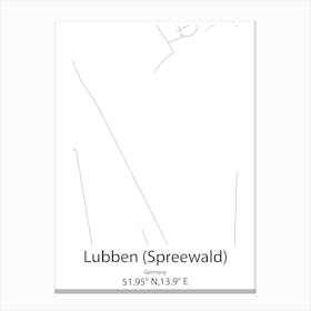 Lubben (Spreewald),Germany Minimalist Map Canvas Print