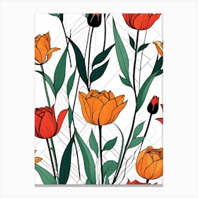 Seamless Pattern With Tulips Canvas Print