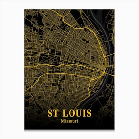 St Louis Gold City Map 1 Canvas Print