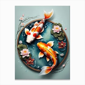 Koi Fish Yin Yang Painting (19) Canvas Print