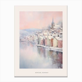 Dreamy Winter Painting Poster Bergen Norway 3 Canvas Print