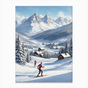 Default Nordic Ski Scene Art Print 0 Canvas Print