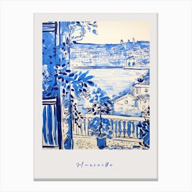 Marseille France Mediterranean Blue Drawing Poster Canvas Print