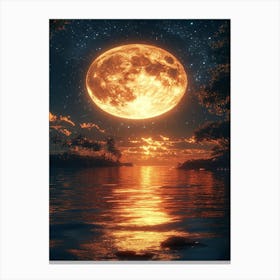 Full Moon Over Water 15 Canvas Print