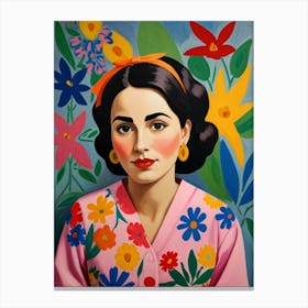 Woman With Flowers 12 Canvas Print