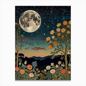 Moonlight In The Garden Style William Morris 11 Canvas Print