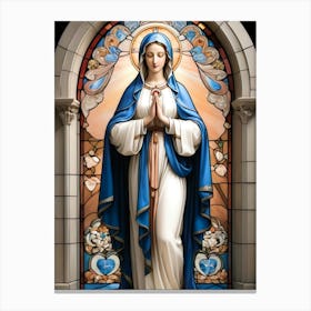 Stained Glass of Holy Virgin Mary Canvas Print