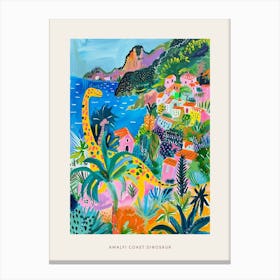 Dinosaur By The Amalfi Coast Painting 2 Poster Canvas Print
