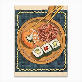 Sushi Platter On A Tiled Background 4 Canvas Print