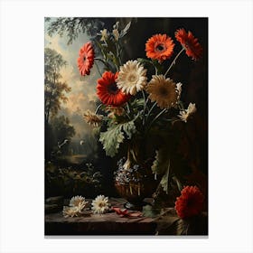 Baroque Floral Still Life Gerbera Daisy 3 Canvas Print