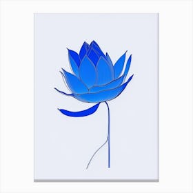 Blue Lotus Minimal Line Drawing 6 Canvas Print