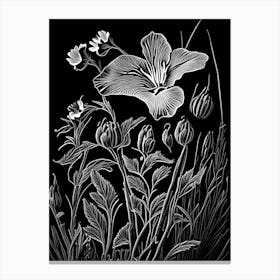 Evening Primrose Wildflower Linocut 1 Canvas Print