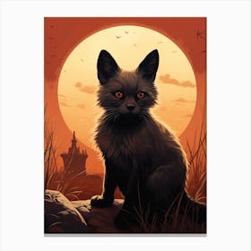 Bat Eared Fox Moon Illustration 4 Canvas Print